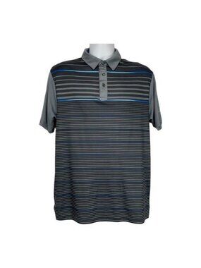 Nicklaus StayDri Mens Striped Polo Shirt Gray/Blue Size M 100% Polyester